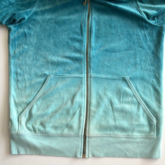 📌SOLD📌 GUC Vintage Y2K Juicy Couture Ombre Blue Velour Zip Up Hoodie  SZ-XL - Picture 10 of 16